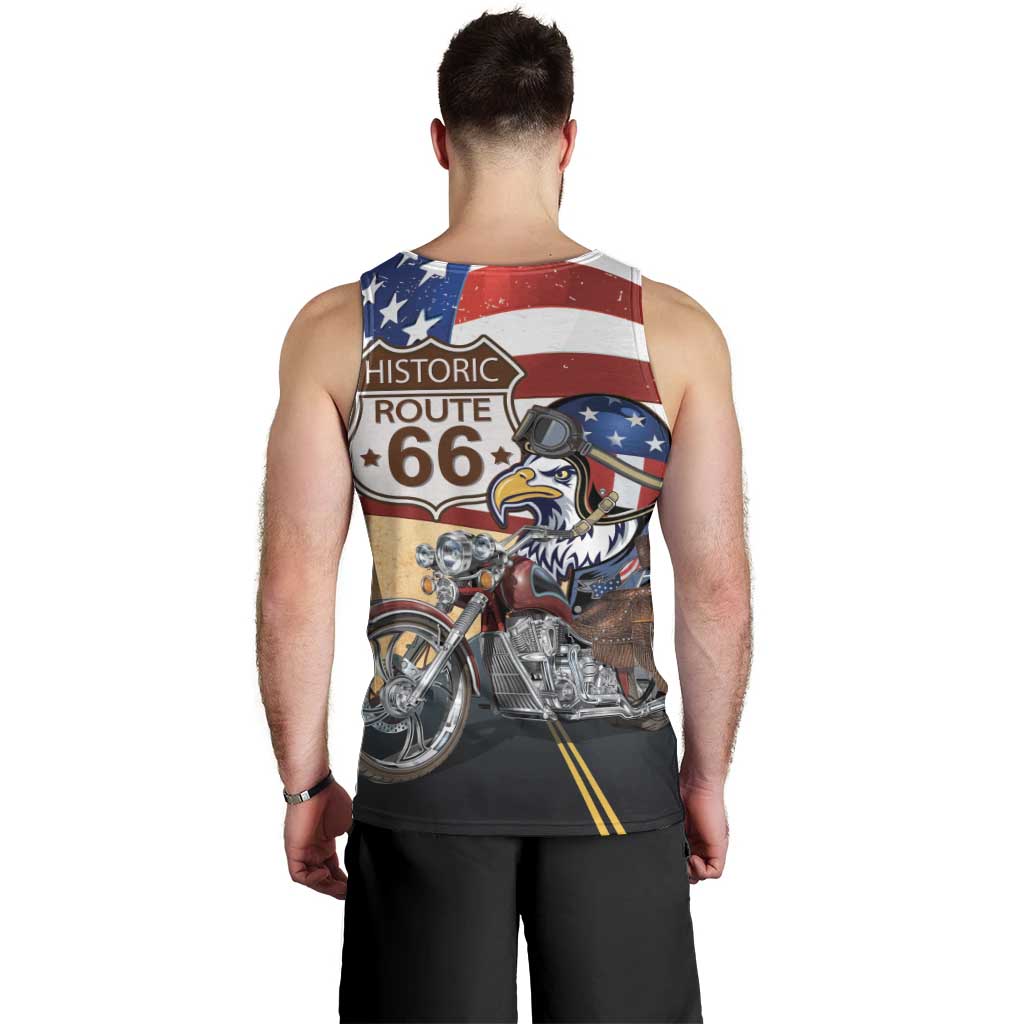 Route 66 United States Men Tank Top Historic Highway USA Eagle With Motorcycle - Wonder Print Shop