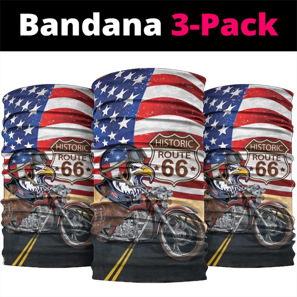 Route 66 United States Neck Gaiter Historic Highway USA Eagle With Motorcycle - Wonder Print Shop