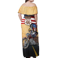 Route 66 United States Off Shoulder Maxi Dress Historic Highway USA Eagle With Motorcycle - Wonder Print Shop