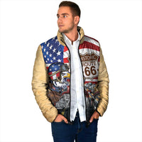Route 66 United States Padded Jacket Historic Highway USA Eagle With Motorcycle - Wonder Print Shop