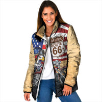 Route 66 United States Padded Jacket Historic Highway USA Eagle With Motorcycle - Wonder Print Shop