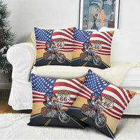 Route 66 United States Pillow Cover Historic Highway USA Eagle With Motorcycle - Wonder Print Shop