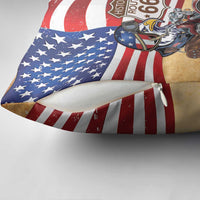 Route 66 United States Pillow Cover Historic Highway USA Eagle With Motorcycle - Wonder Print Shop