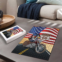 Route 66 United States Puzzle Historic Highway USA Eagle With Motorcycle - Wonder Print Shop