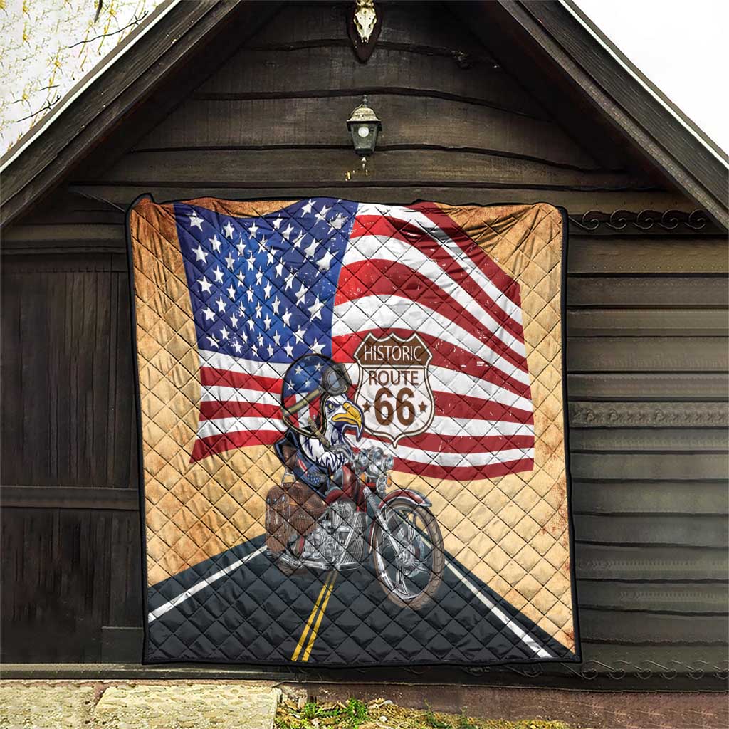 Route 66 United States Quilt Historic Highway USA Eagle With Motorcycle - Wonder Print Shop