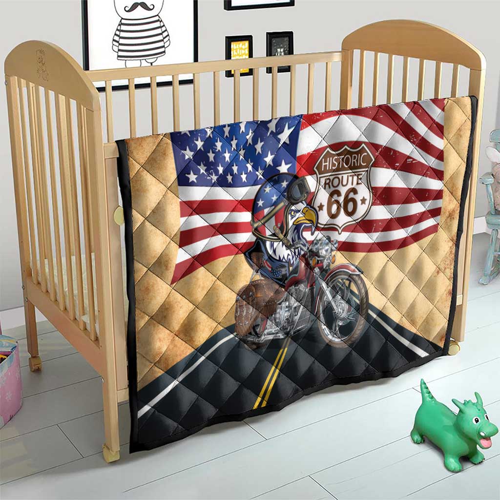 Route 66 United States Quilt Historic Highway USA Eagle With Motorcycle - Wonder Print Shop