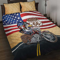 Route 66 United States Quilt Bed Set Historic Highway USA Eagle With Motorcycle - Wonder Print Shop