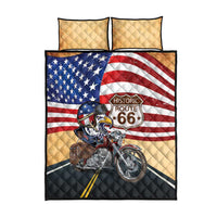 Route 66 United States Quilt Bed Set Historic Highway USA Eagle With Motorcycle - Wonder Print Shop
