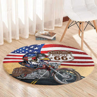 Route 66 United States Round Carpet Historic Highway USA Eagle With Motorcycle - Wonder Print Shop