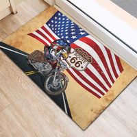 Route 66 United States Rubber Doormat Historic Highway USA Eagle With Motorcycle - Wonder Print Shop
