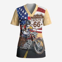 Route 66 United States Scrub Top Historic Highway USA Eagle With Motorcycle - Wonder Print Shop