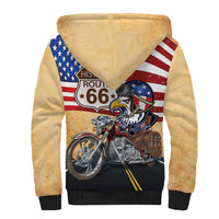 Route 66 United States Sherpa Hoodie Historic Highway USA Eagle With Motorcycle - Wonder Print Shop