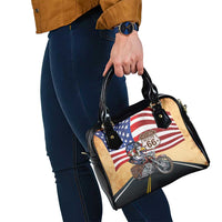Route 66 United States Shoulder Handbag Historic Highway USA Eagle With Motorcycle - Wonder Print Shop