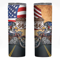Route 66 United States Skinny Tumbler Historic Highway USA Eagle With Motorcycle - Wonder Print Shop