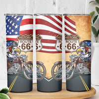 Route 66 United States Skinny Tumbler Historic Highway USA Eagle With Motorcycle - Wonder Print Shop
