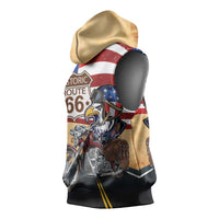 Route 66 United States Sleeveless Hoodie Historic Highway USA Eagle With Motorcycle - Wonder Print Shop
