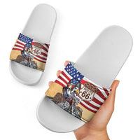 Route 66 United States Slide Sandals Historic Highway USA Eagle With Motorcycle - Wonder Print Shop