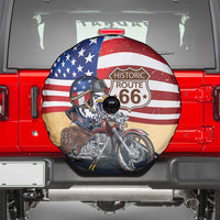 Route 66 United States Spare Tire Cover Historic Highway USA Eagle With Motorcycle - Wonder Print Shop
