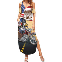 Route 66 United States Summer Maxi Dress Historic Highway USA Eagle With Motorcycle - Wonder Print Shop