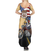 Route 66 United States Summer Maxi Dress Historic Highway USA Eagle With Motorcycle - Wonder Print Shop