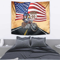 Route 66 United States Tapestry Historic Highway USA Eagle With Motorcycle - Wonder Print Shop