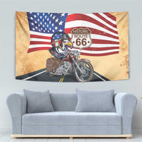 Route 66 United States Tapestry Historic Highway USA Eagle With Motorcycle - Wonder Print Shop