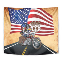 Route 66 United States Tapestry Historic Highway USA Eagle With Motorcycle - Wonder Print Shop