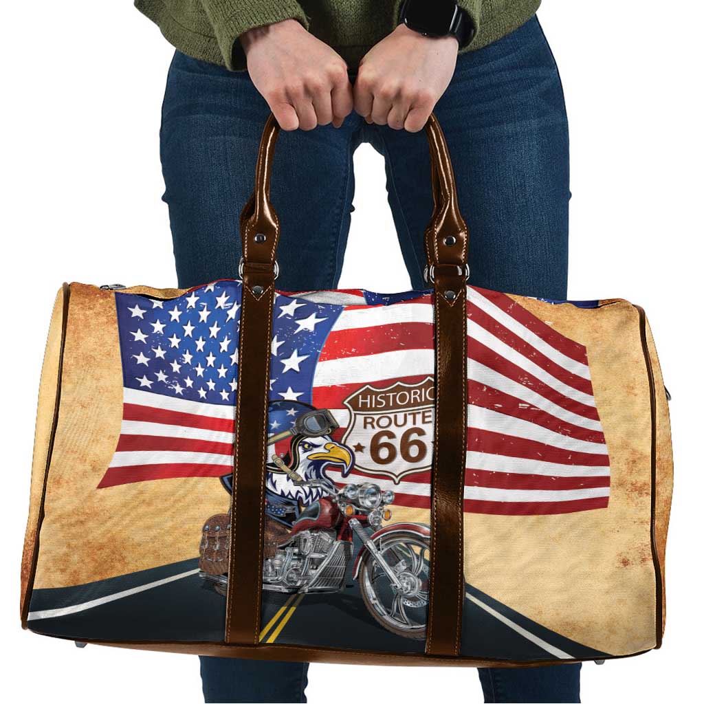 Route 66 United States Travel Bag Historic Highway USA Eagle With Motorcycle - Wonder Print Shop