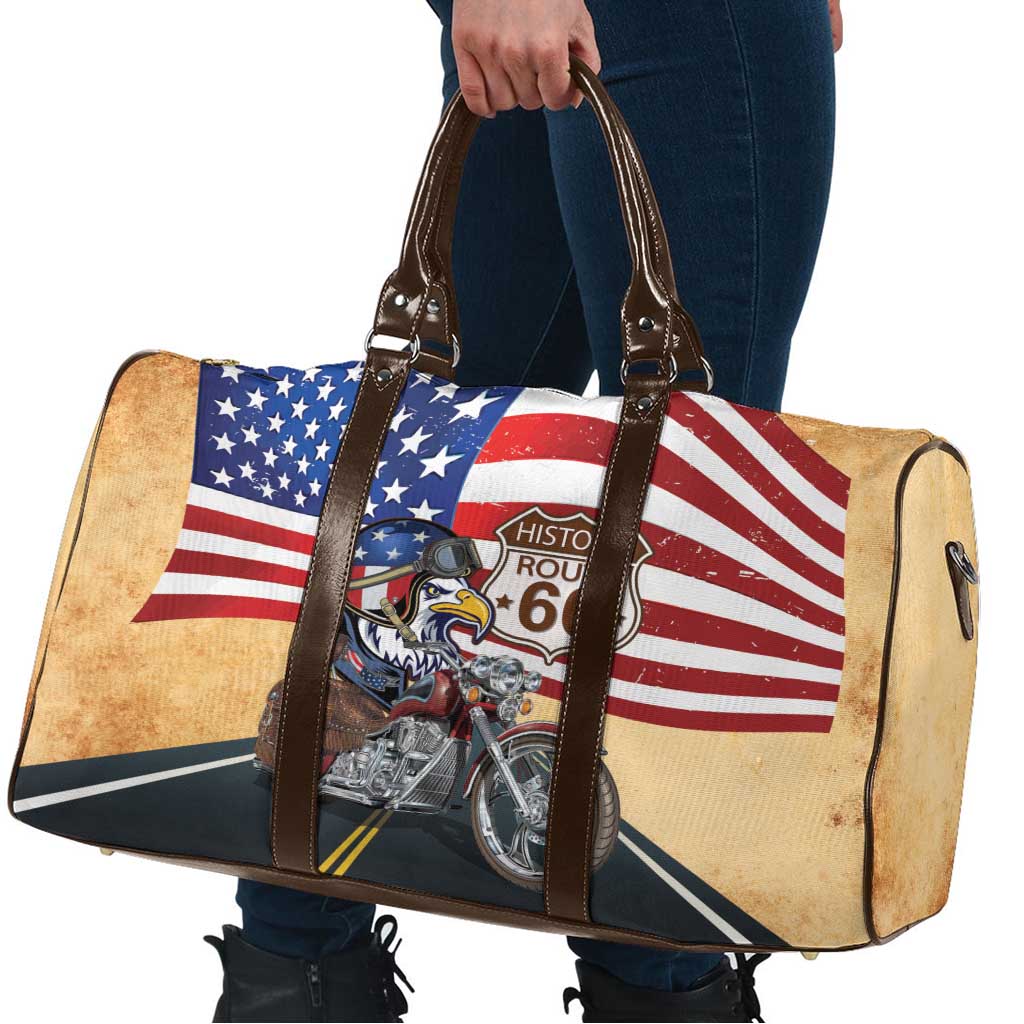 Route 66 United States Travel Bag Historic Highway USA Eagle With Motorcycle - Wonder Print Shop