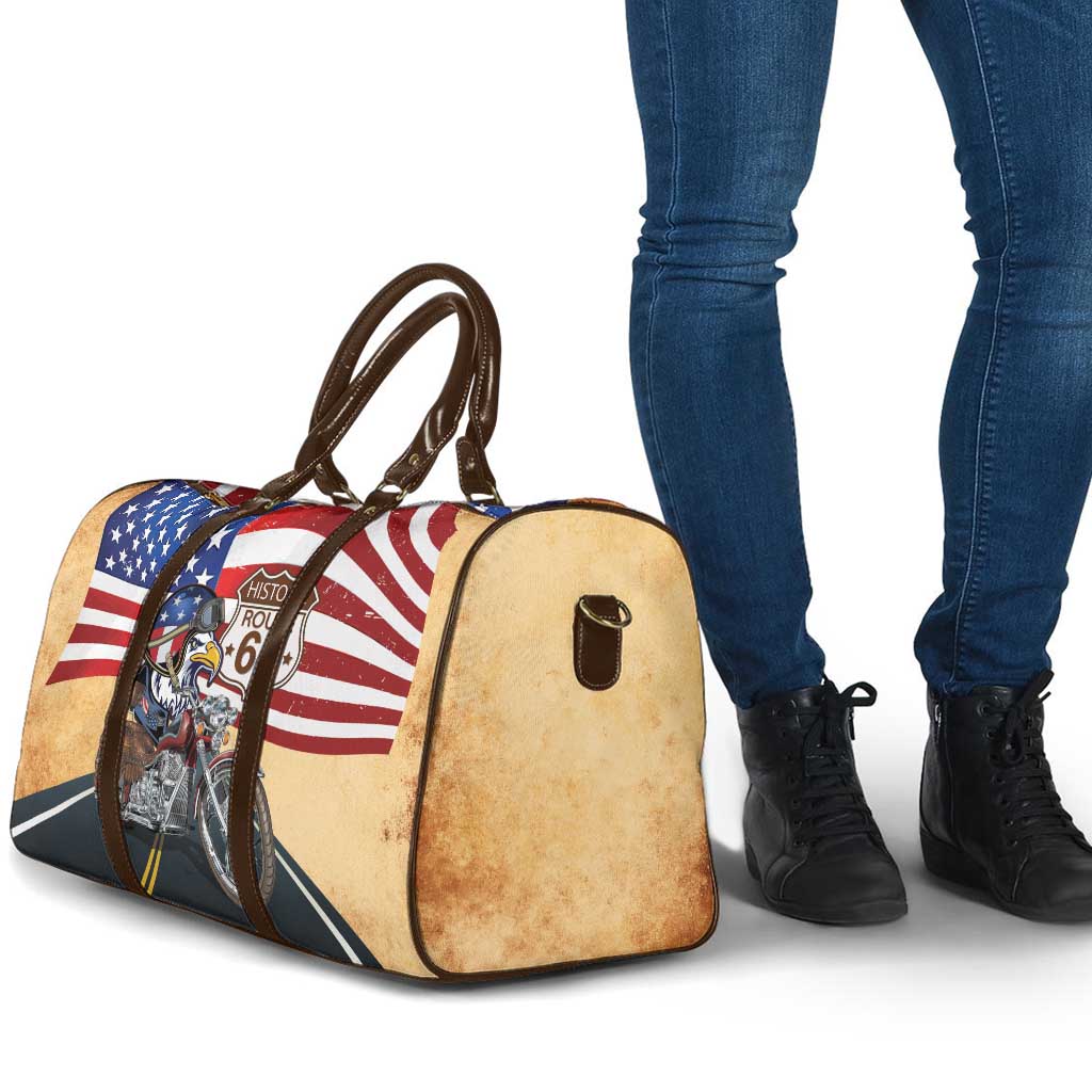 Route 66 United States Travel Bag Historic Highway USA Eagle With Motorcycle - Wonder Print Shop