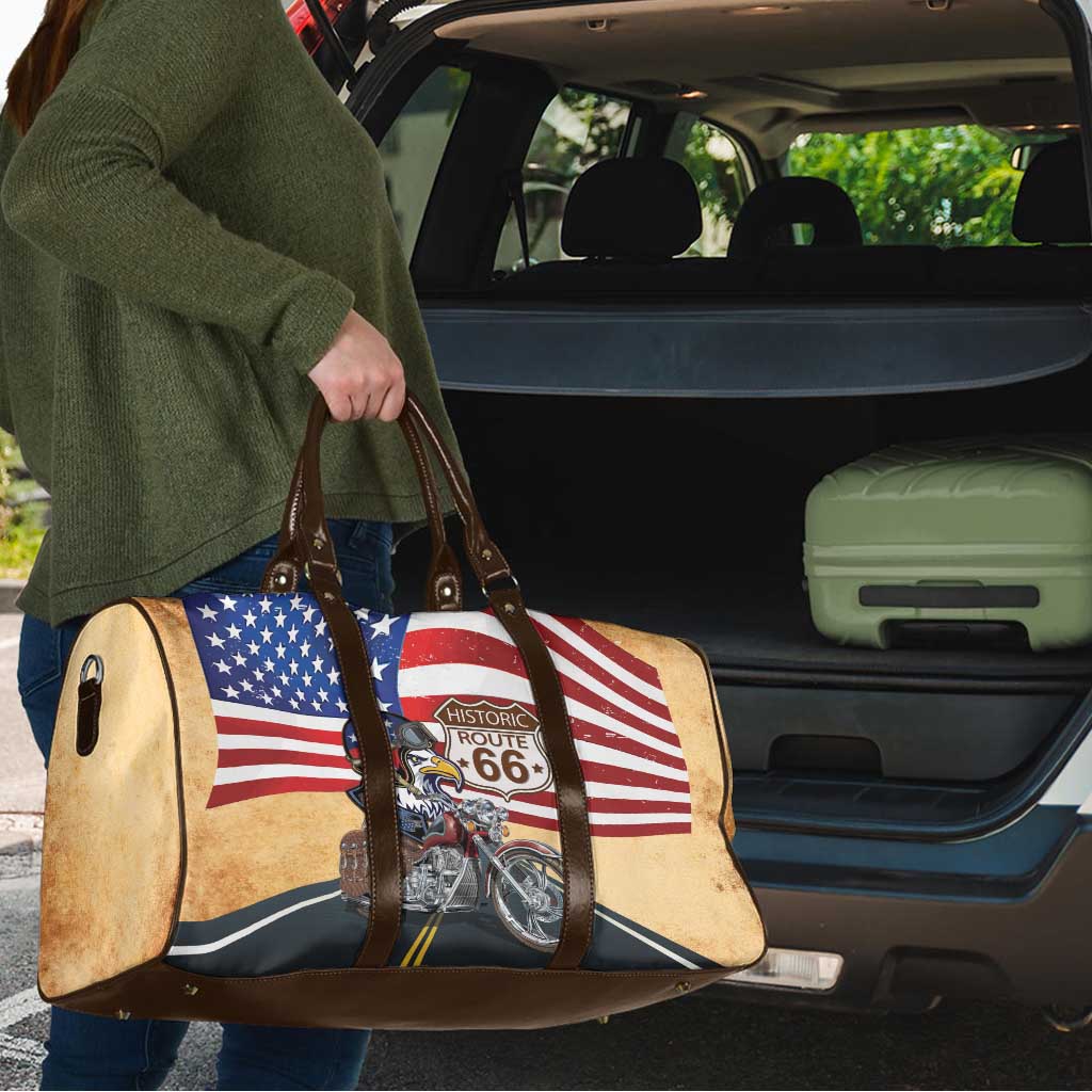 Route 66 United States Travel Bag Historic Highway USA Eagle With Motorcycle - Wonder Print Shop