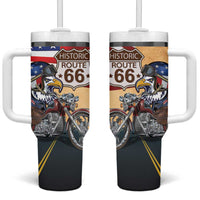 Route 66 United States Tumbler With Handle Historic Highway USA Eagle With Motorcycle - Wonder Print Shop