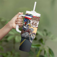 Route 66 United States Tumbler With Handle Historic Highway USA Eagle With Motorcycle - Wonder Print Shop