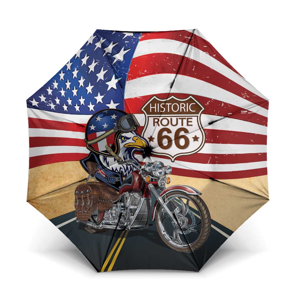 Route 66 United States Umbrella Historic Highway USA Eagle With Motorcycle - Wonder Print Shop