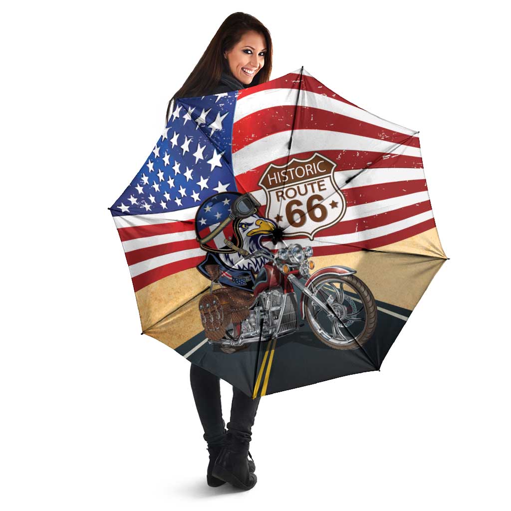 Route 66 United States Umbrella Historic Highway USA Eagle With Motorcycle - Wonder Print Shop