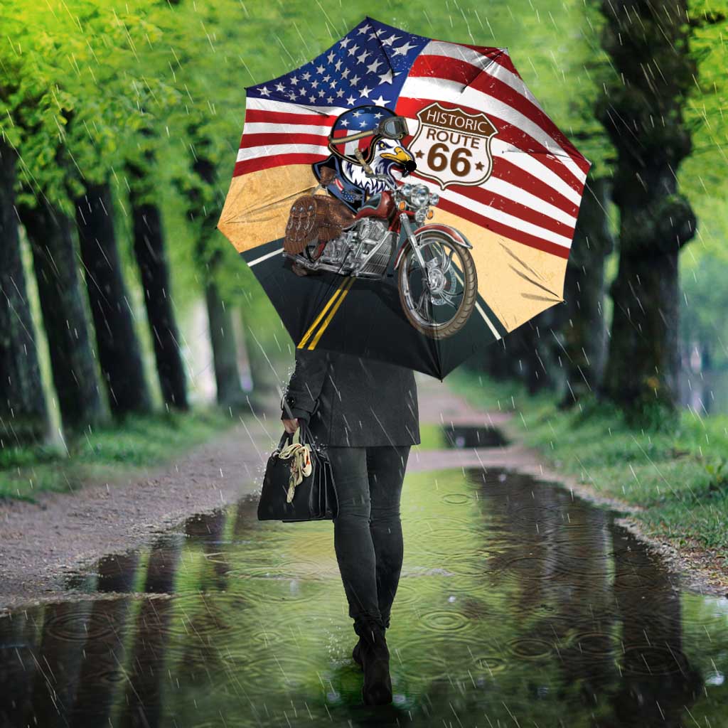 Route 66 United States Umbrella Historic Highway USA Eagle With Motorcycle - Wonder Print Shop