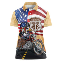Route 66 United States Women Polo Shirt Historic Highway USA Eagle With Motorcycle - Wonder Print Shop