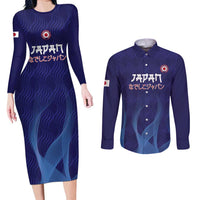 Custom Japan Football Couples Matching Long Sleeve Bodycon Dress and Long Sleeve Button Shirt Go Champions Nadeshiko Japanese - Wonder Print Shop
