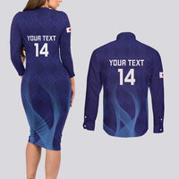 Custom Japan Football Couples Matching Long Sleeve Bodycon Dress and Long Sleeve Button Shirt Go Champions Nadeshiko Japanese - Wonder Print Shop