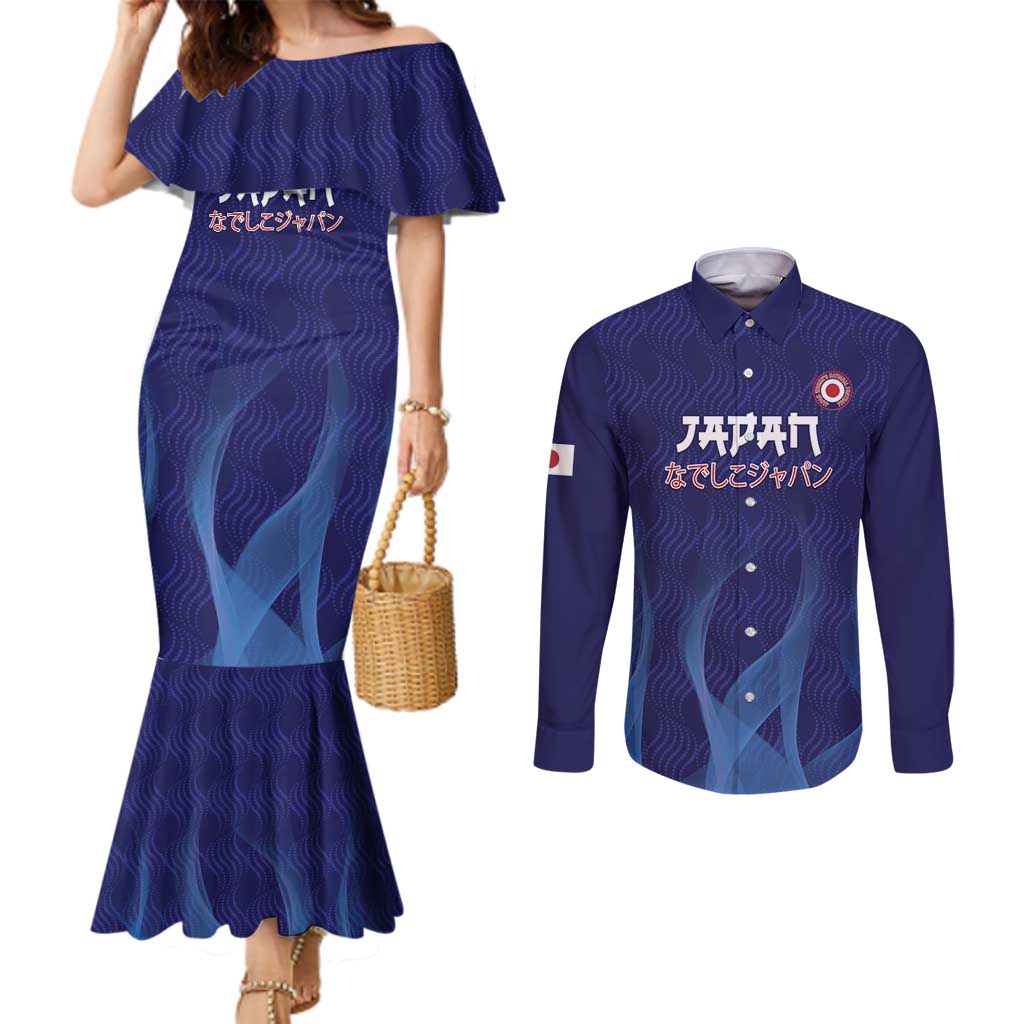 Custom Japan Football Couples Matching Mermaid Dress and Long Sleeve Button Shirt Go Champions Nadeshiko Japanese