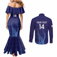 Custom Japan Football Couples Matching Mermaid Dress and Long Sleeve Button Shirt Go Champions Nadeshiko Japanese