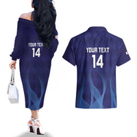 Custom Japan Football Couples Matching Off The Shoulder Long Sleeve Dress and Hawaiian Shirt Go Champions Nadeshiko Japanese - Wonder Print Shop