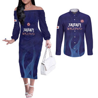 Custom Japan Football Couples Matching Off The Shoulder Long Sleeve Dress and Long Sleeve Button Shirt Go Champions Nadeshiko Japanese