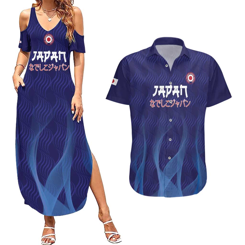 Custom Japan Football Couples Matching Summer Maxi Dress and Hawaiian Shirt Go Champions Nadeshiko Japanese - Wonder Print Shop