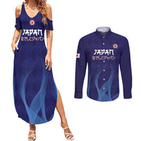 Custom Japan Football Couples Matching Summer Maxi Dress and Long Sleeve Button Shirt Go Champions Nadeshiko Japanese - Wonder Print Shop