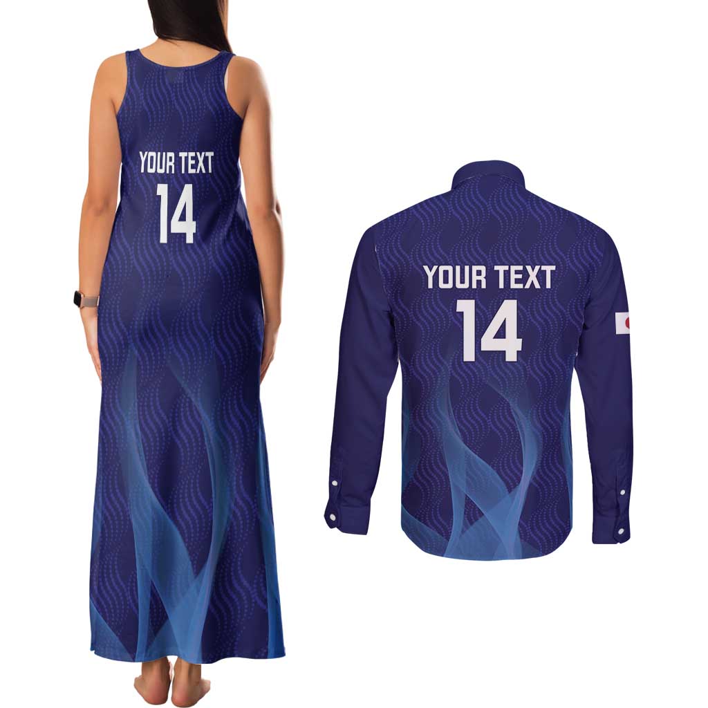 Custom Japan Football Couples Matching Tank Maxi Dress and Long Sleeve Button Shirt Go Champions Nadeshiko Japanese - Wonder Print Shop