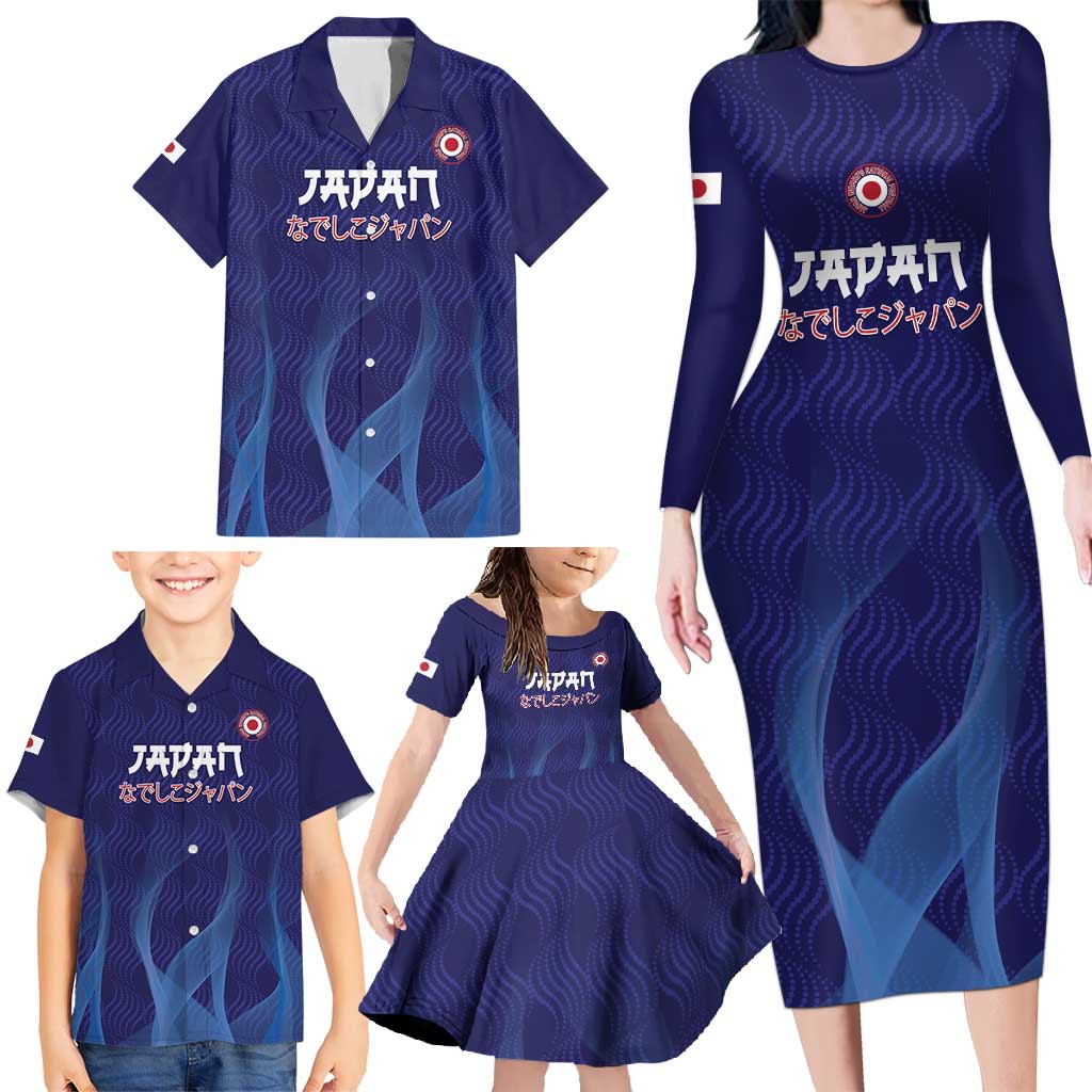 Custom Japan Football Family Matching Long Sleeve Bodycon Dress and Hawaiian Shirt Go Champions Nadeshiko Japanese - Wonder Print Shop