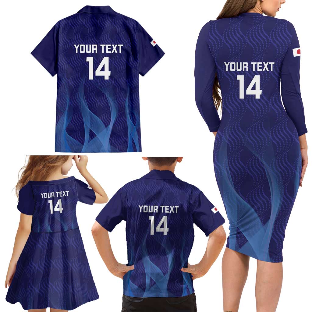 Custom Japan Football Family Matching Long Sleeve Bodycon Dress and Hawaiian Shirt Go Champions Nadeshiko Japanese - Wonder Print Shop