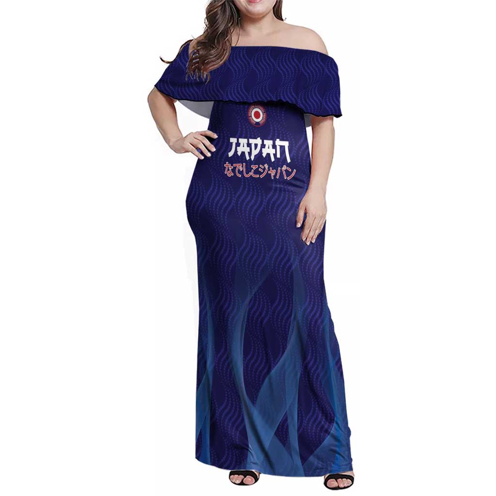 Custom Japan Football Family Matching Off Shoulder Maxi Dress and Hawaiian Shirt Go Champions Nadeshiko Japanese - Wonder Print Shop