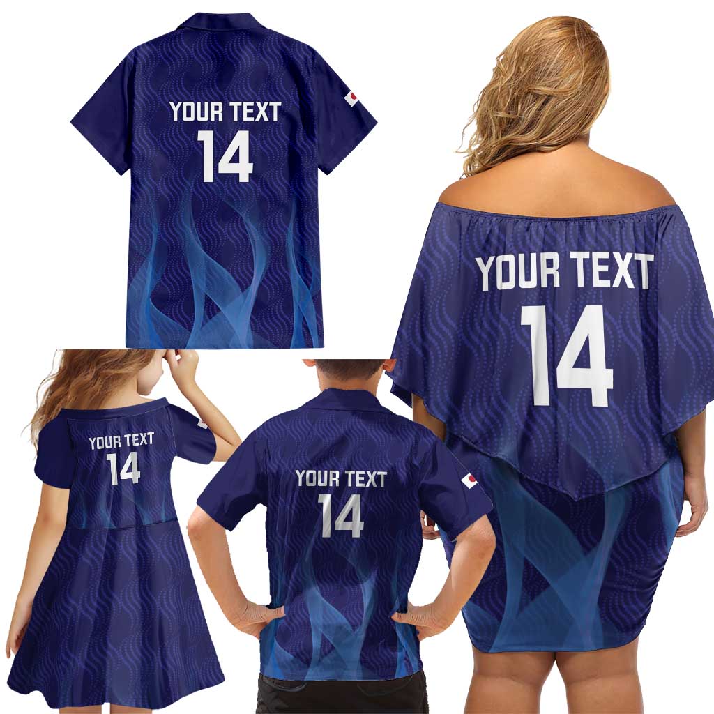Custom Japan Football Family Matching Off Shoulder Short Dress and Hawaiian Shirt Go Champions Nadeshiko Japanese - Wonder Print Shop
